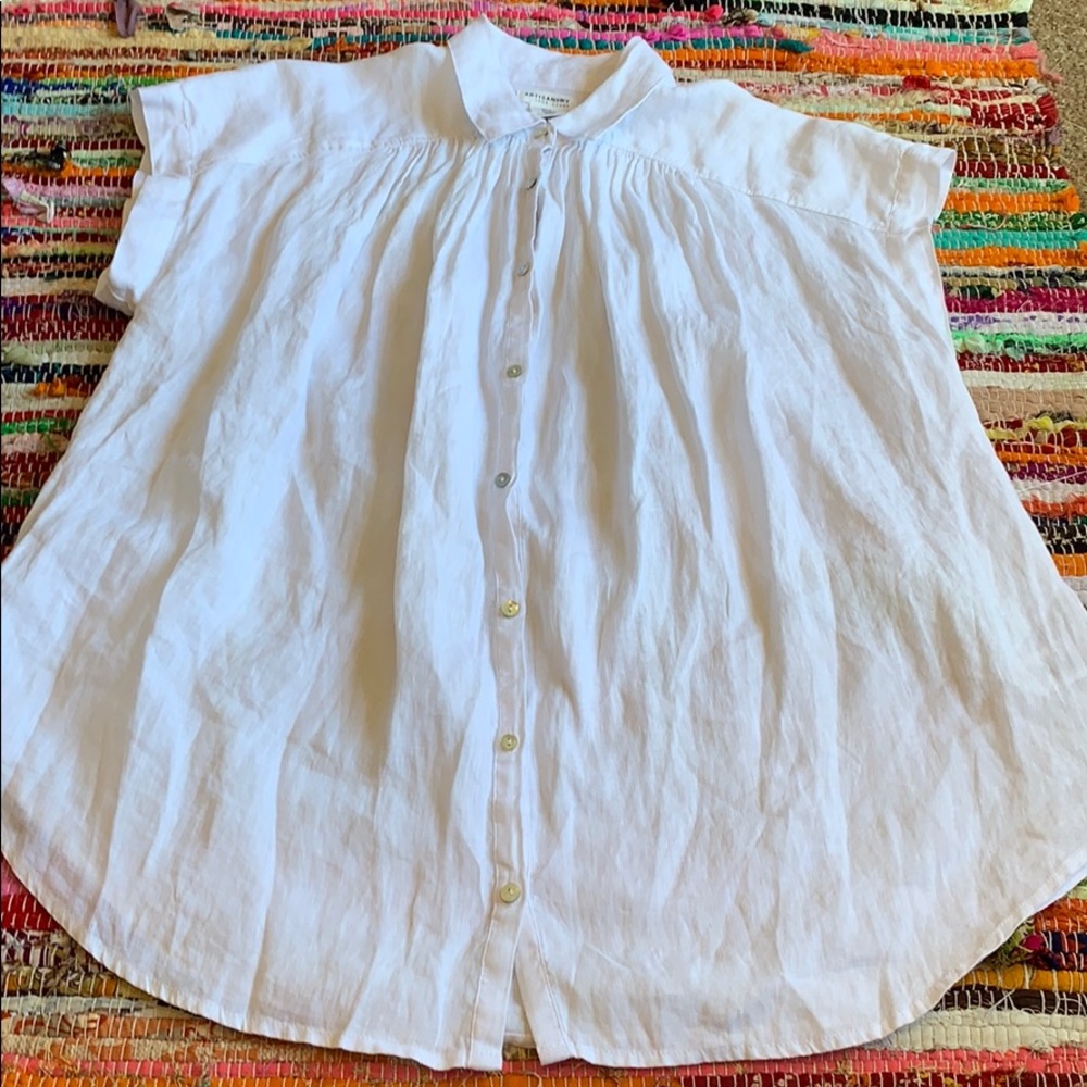 ARTISAN NY 100% LINEN PLEATED TOP